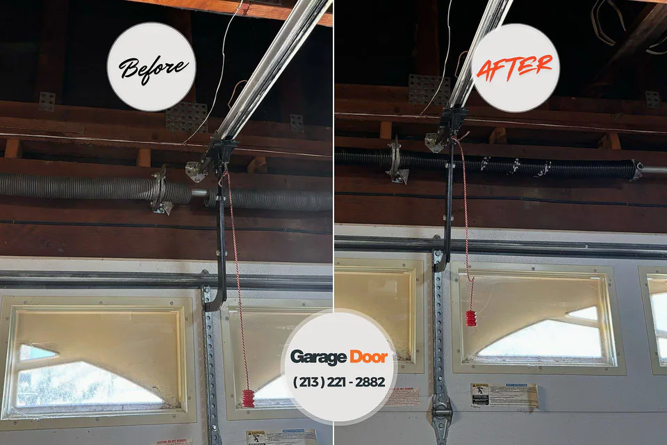 Before and after: garage door repair Kingsford Heights, IN